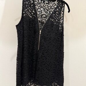 The Kooples Black Lace Sleeveless Top with Zipper